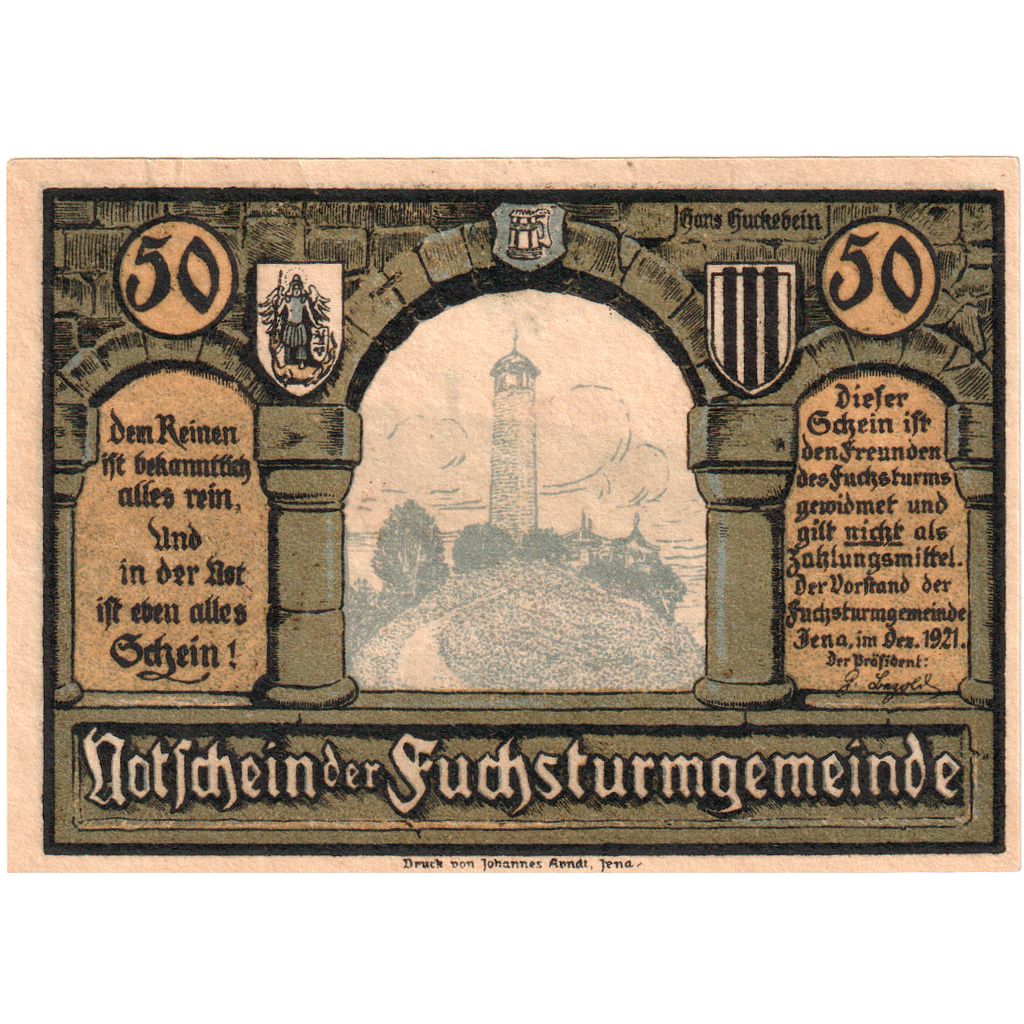 Deutschland, Jena Fuchsturmgemeinde, 50 Pfennig, VZ+