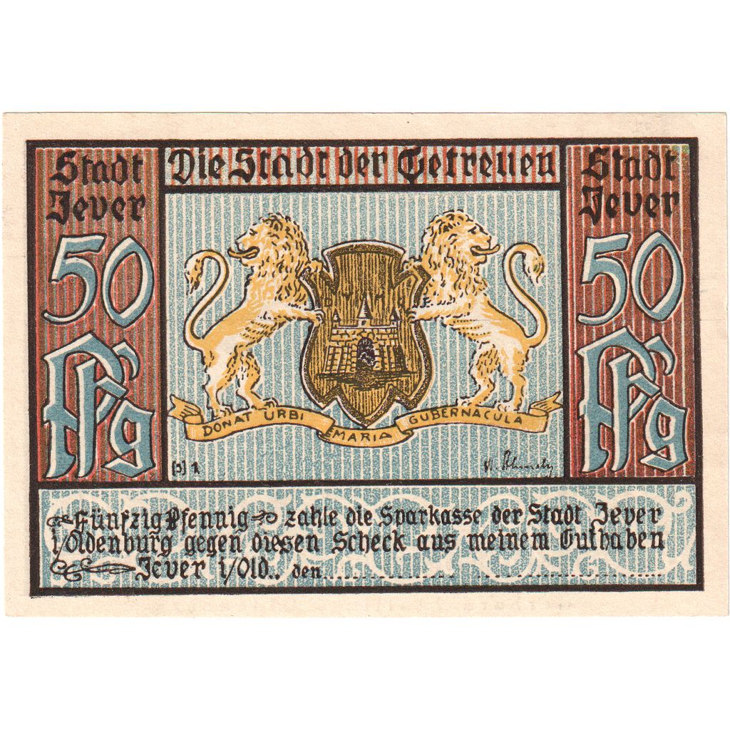Deutschland, Jever Sparkasse der Stadt, 50 Pfennig, VZ+