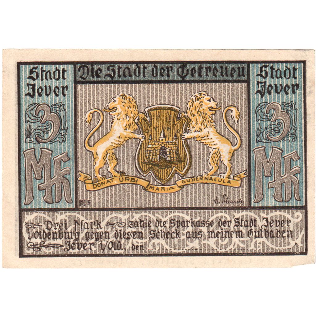 Deutschland, Jever Sparkasse der Stadt, 3 Mark, VZ+