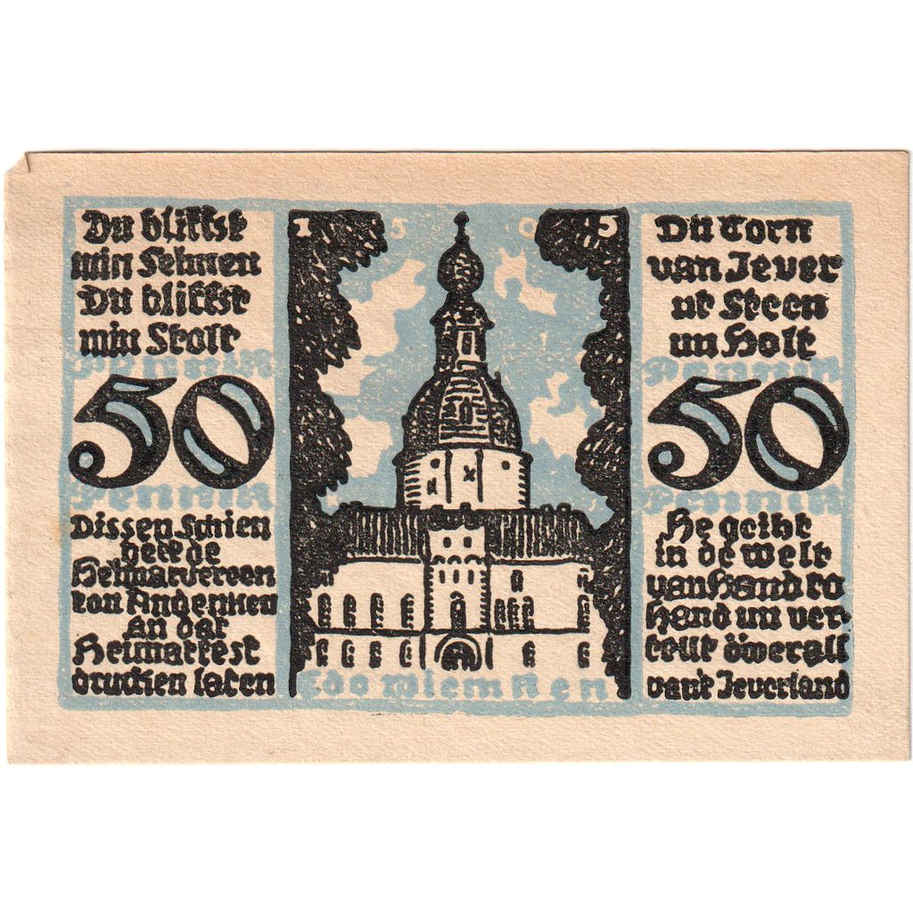 Alemania, Jever Sparkasse der Stadt, 50 Pfennig, 1921-09-11, EBC+