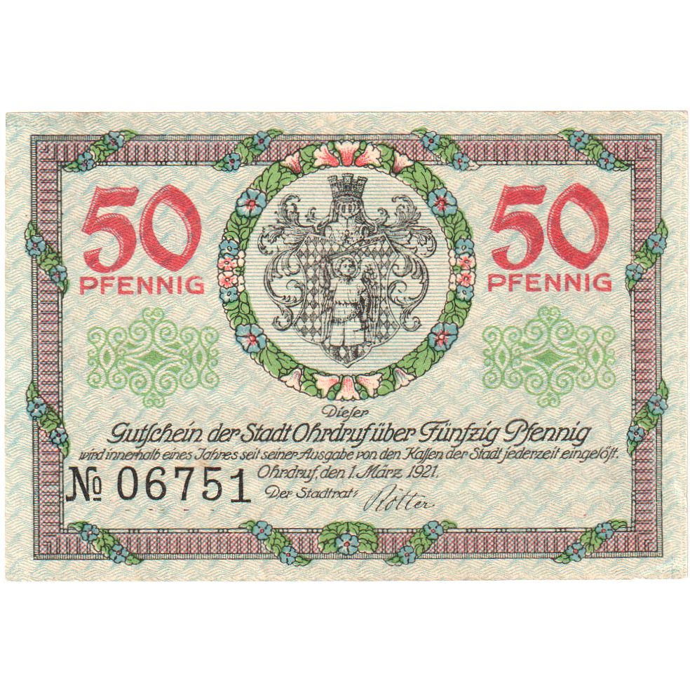 Alemania, Ohrdruf, 50 Pfennig, 1921-03-01, EBC+