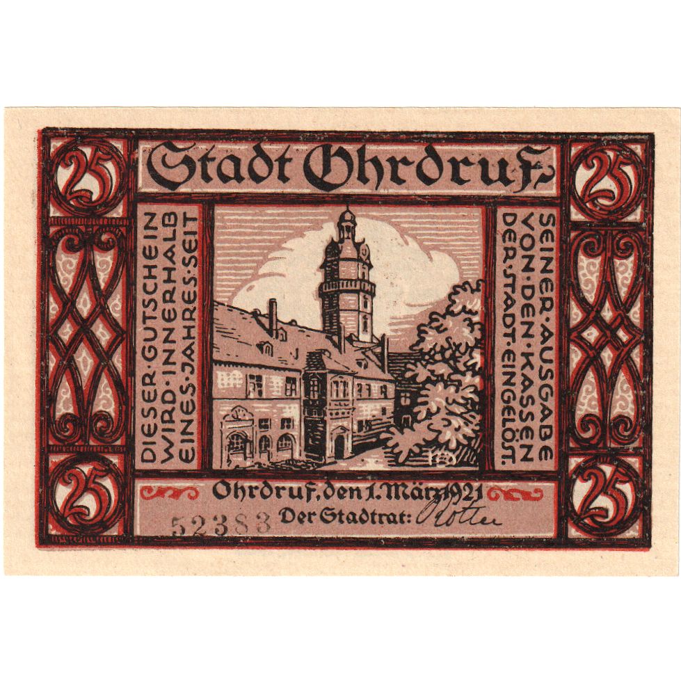 Alemania, Ohrdruf, 25 Pfennig, 1921-03-01, EBC+