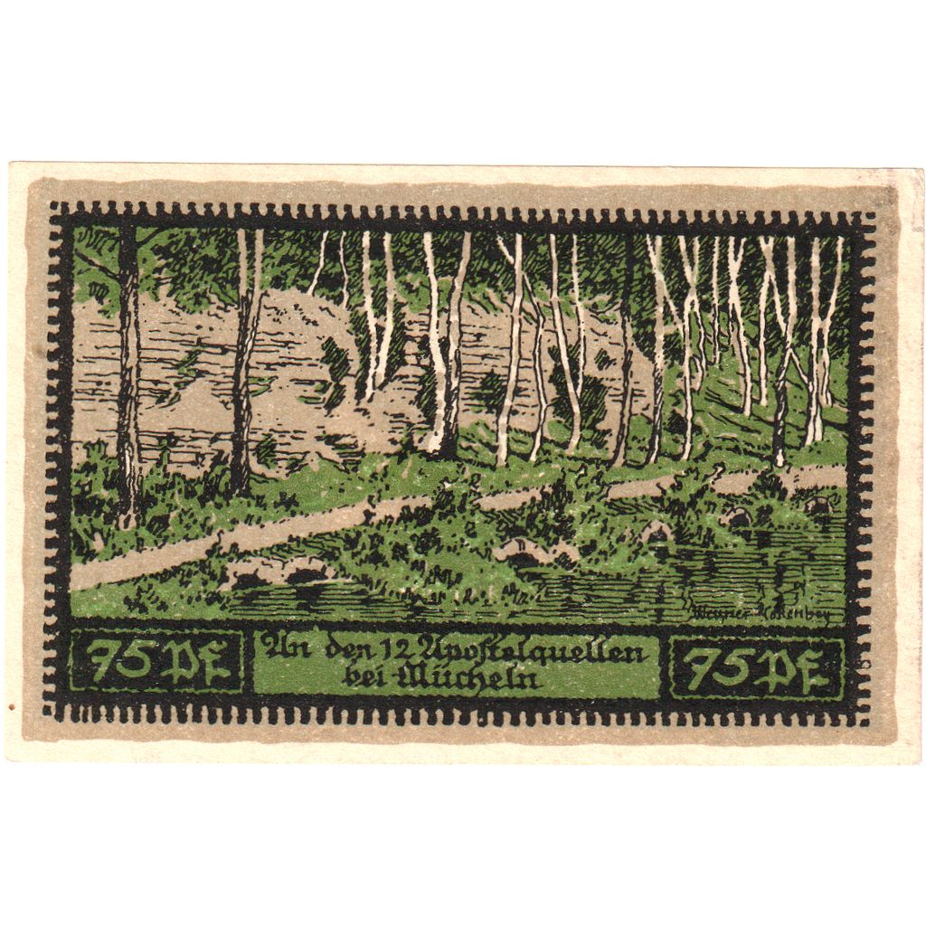 Alemania, Mucheln Stadt, 75 Pfennig, 1921-07-01, EBC+