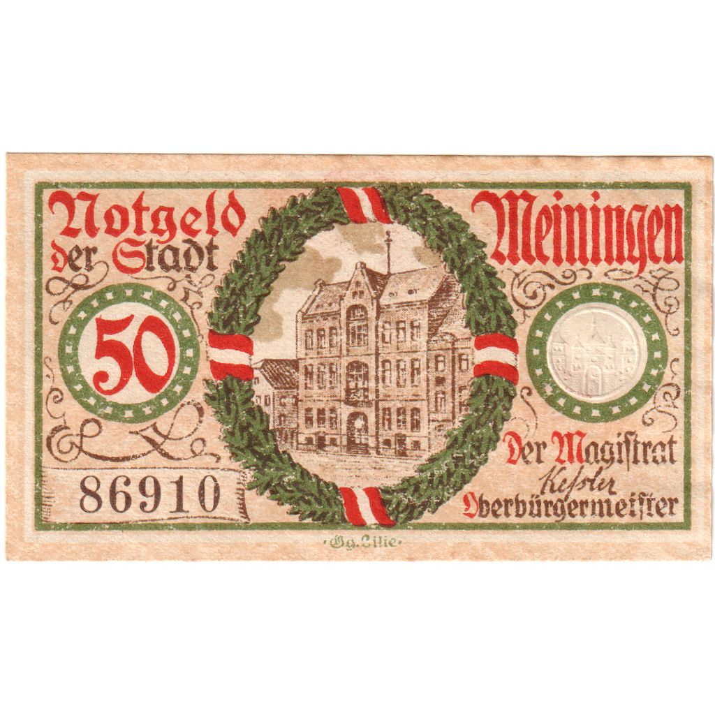 Alemania, Meiningen Stadt, 50 Pfennig, 1920-05-15, EBC+