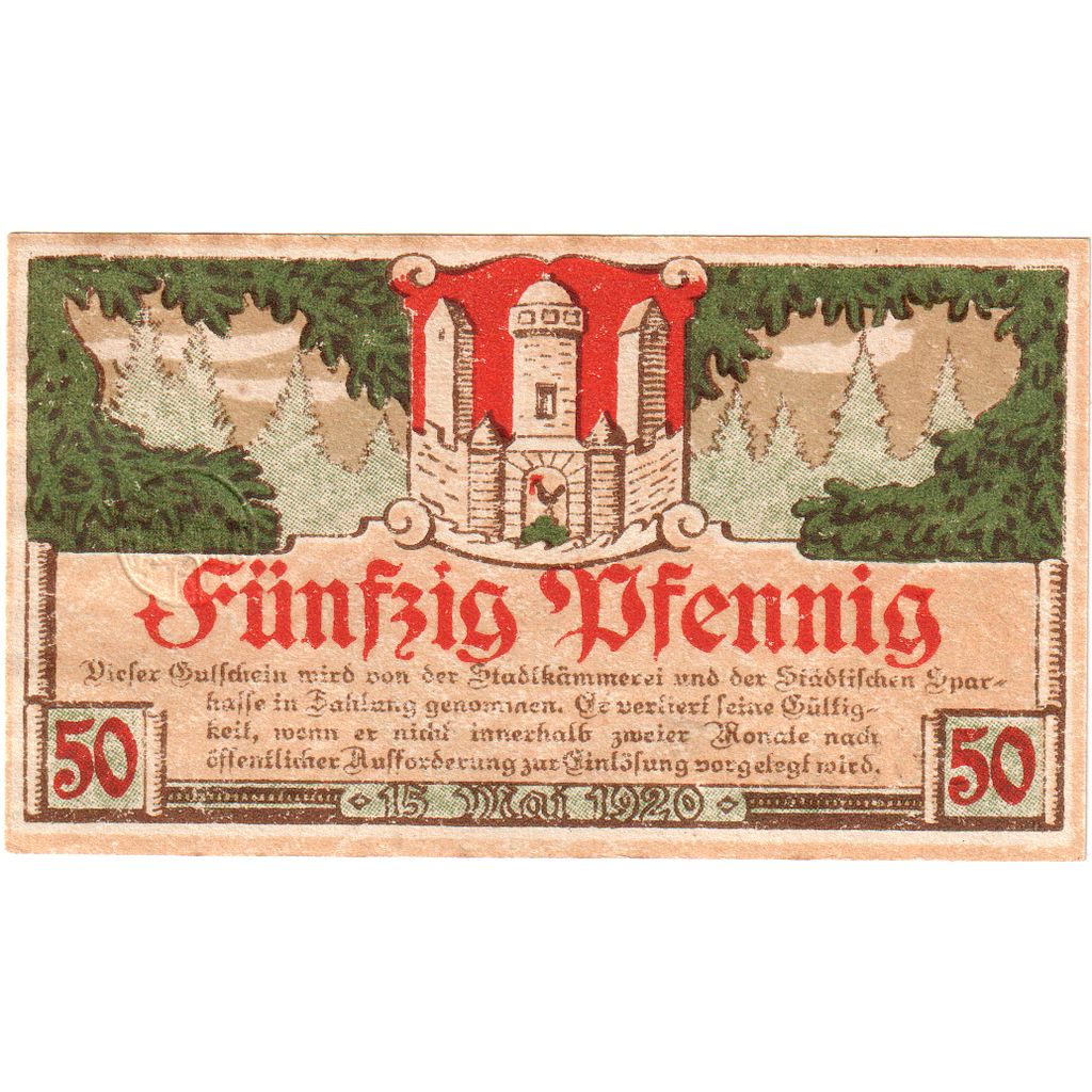 Alemania, Meiningen Stadt, 50 Pfennig, 1920-05-15, EBC+