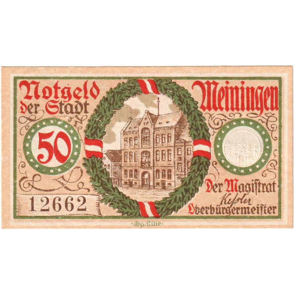 Alemania, Meiningen Stadt, 50 Pfennig, 1920-05-15, EBC+