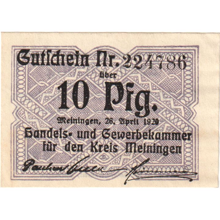 Deutschland, Meiningen Handels und Gewerbekammer des Kreises, 10 Pfennig