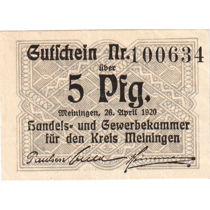 Deutschland, Meiningen Handels und Gewerbekammer des Kreises, 50 Pfennig