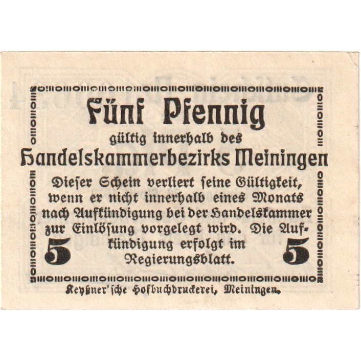 Deutschland, Meiningen Handels und Gewerbekammer des Kreises, 50 Pfennig