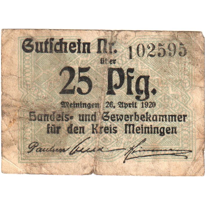 Deutschland, Meiningen Handels und Gewerbekammer des Kreises, 25 Pfennig