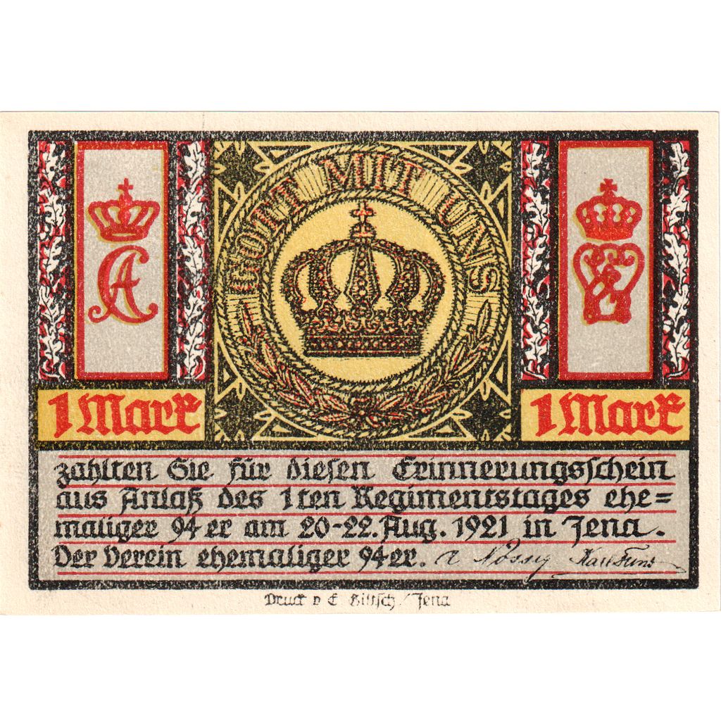 Deutschland, Jena, 1 Mark, 1921-08-22, UNZ-