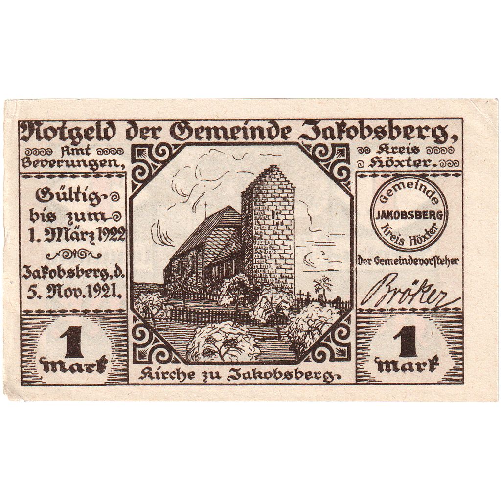 Deutschland, Jakobsberg, 1 Mark, 1921-11-05, UNZ-