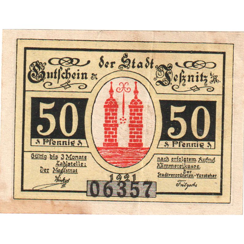 Alemania, Jessnitz Stadt, 50 Pfennig, EBC+