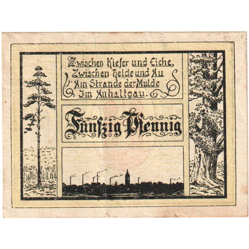 Alemania, Jessnitz Stadt, 50 Pfennig, EBC+