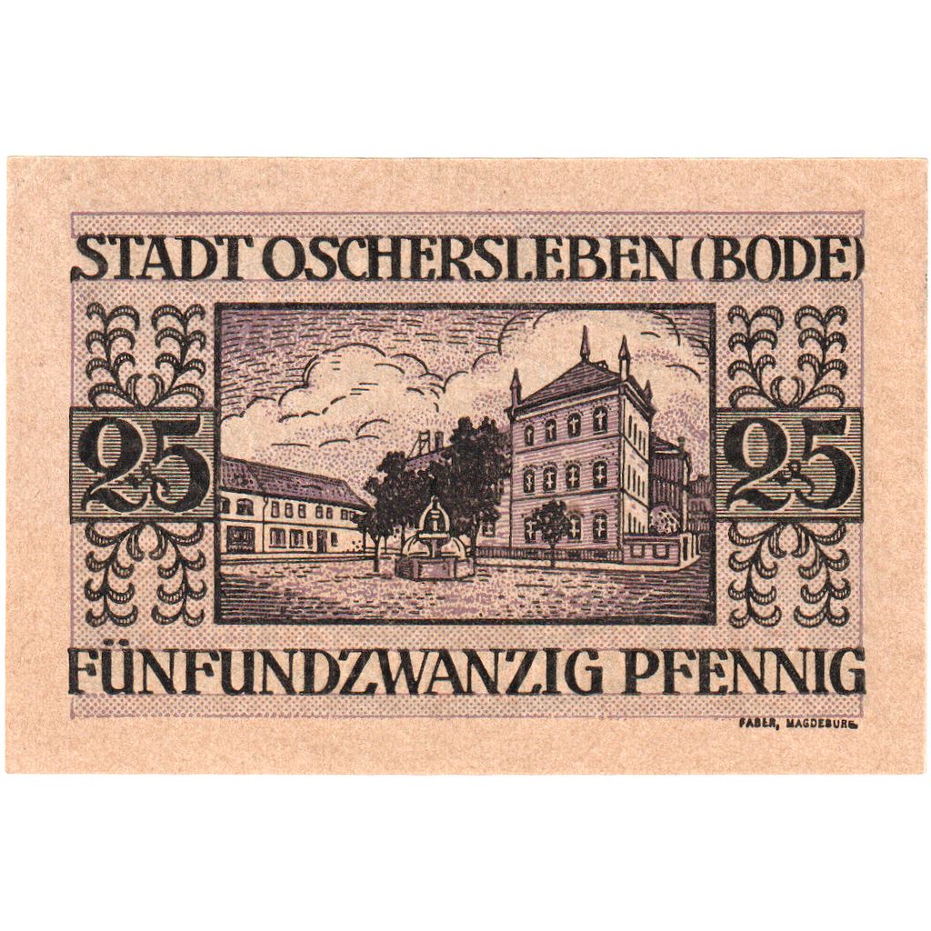 Alemania, Oschersleben a.Bode Stadt, 25 Pfennig, 1921-03-01, EBC+