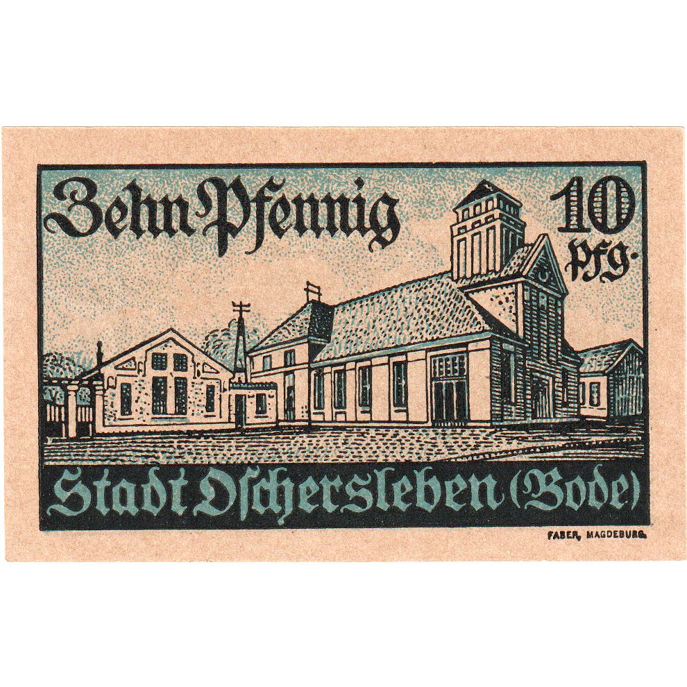 Alemania, Oschersleben a.Bode Stadt, 10 Pfennig, 1921-03-01, EBC+