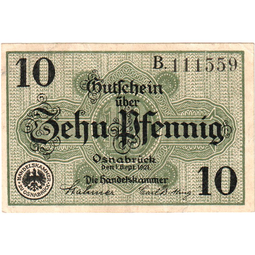 Alemania, Osnabrück Handelskammer, 10 Pfennig, 1917-05-01, EBC
