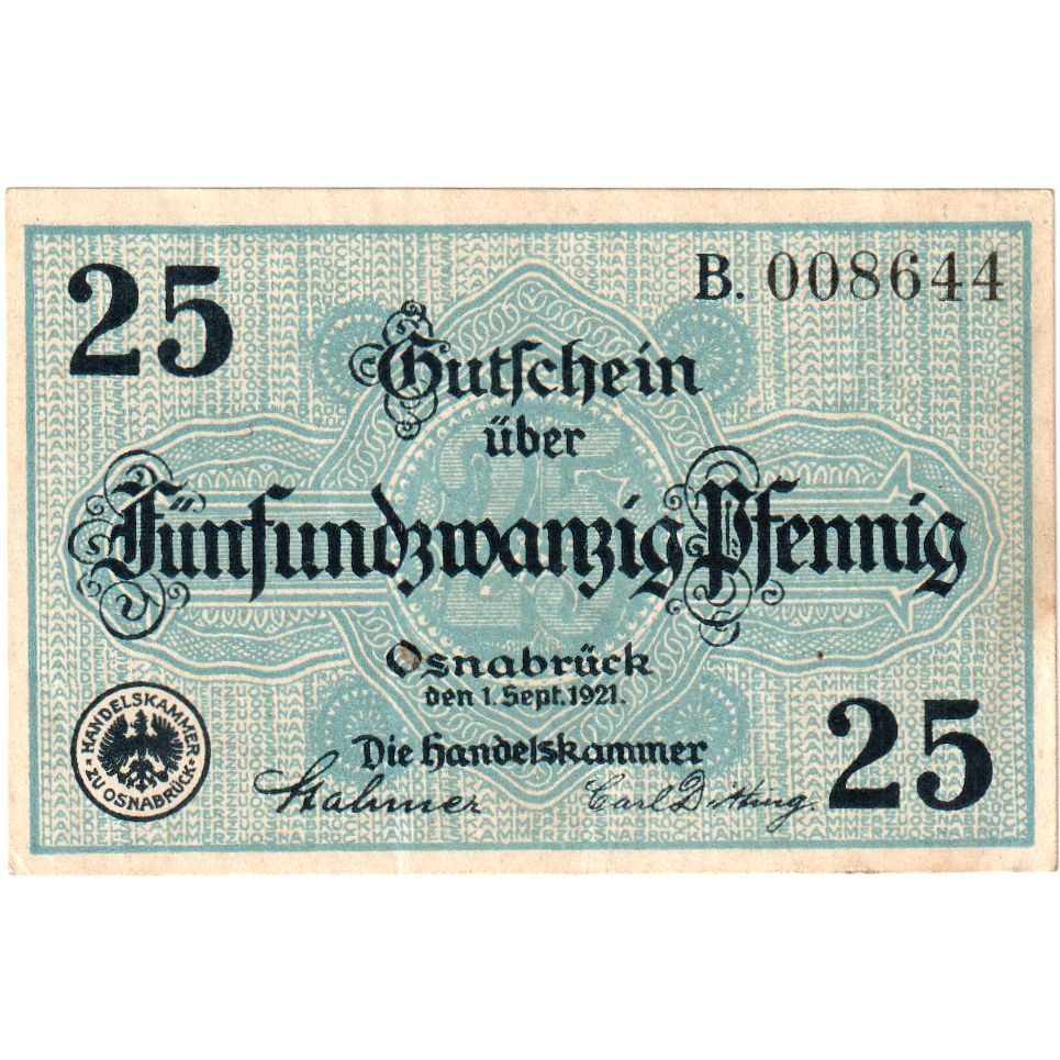 Alemania, Osnabrück Handelskammer, 25 Pfennig, 1917-05-01, EBC