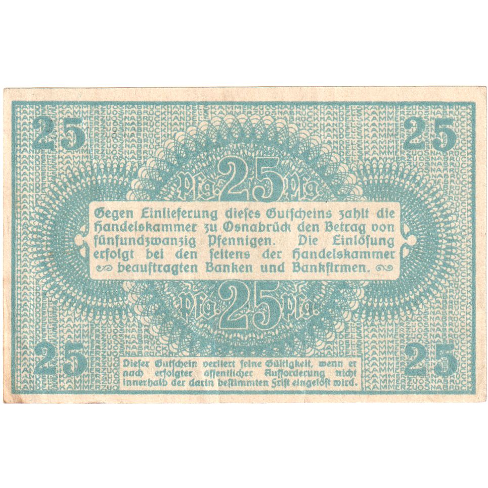 Alemania, Osnabrück Handelskammer, 25 Pfennig, 1917-05-01, EBC