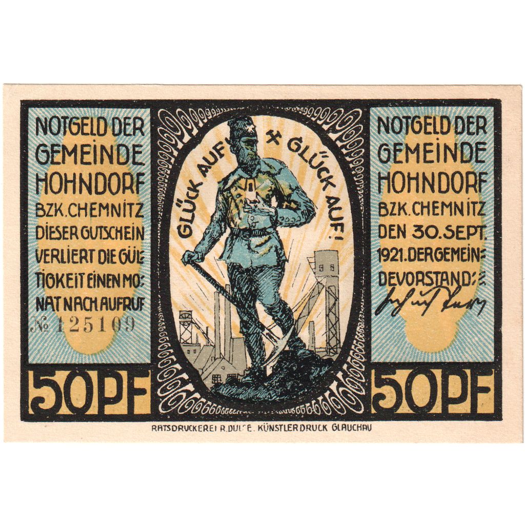 Niemcy, Hohndorf Gemeinde, 50 Pfennig, 1921-09-30, UNC(60-62)