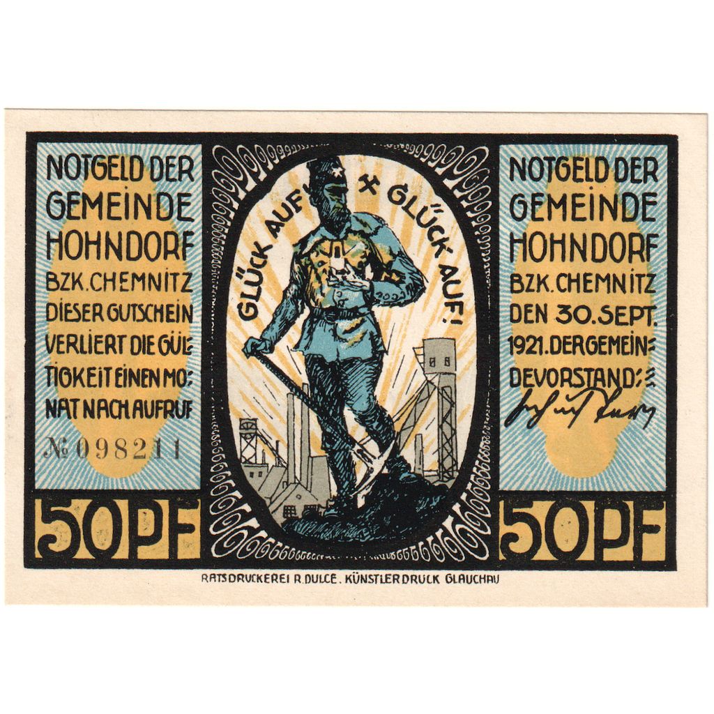 Deutschland, Hohndorf Gemeinde, 50 Pfennig, 1921-09-30, VZ+