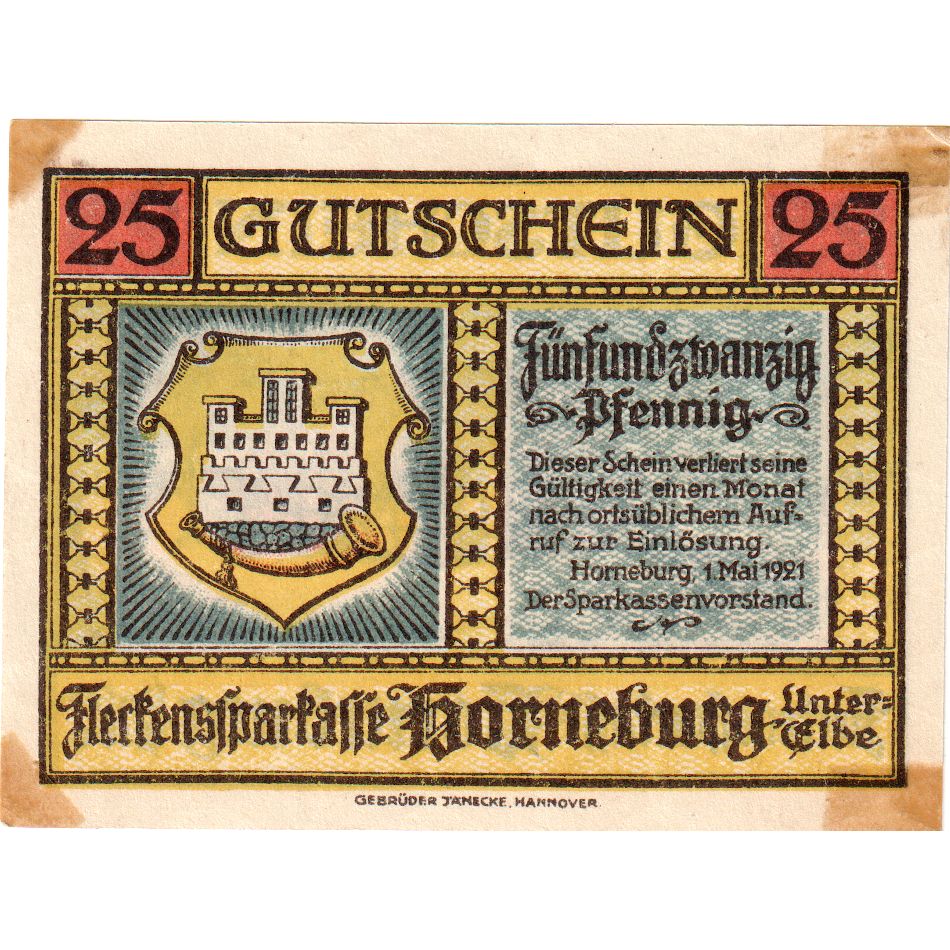 Deutschland, Horneburg, 25 Pfennig, 1921-05-01, UNZ-