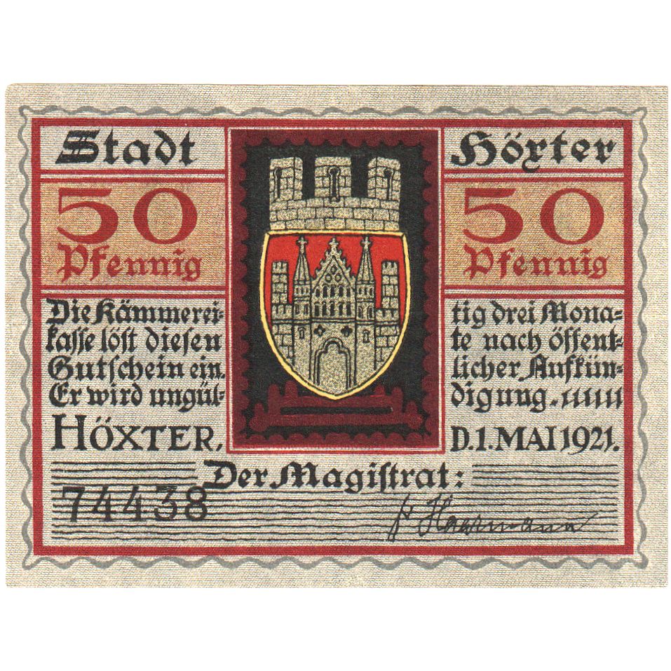 Deutschland, Hoxter Stadt, 50 Pfennig, 1921-05-01, VZ+