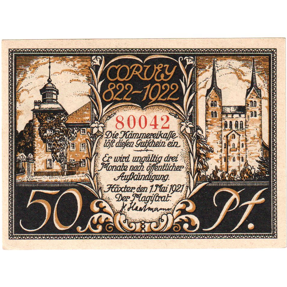 Niemcy, Hoxter Stadt, 50 Pfennig, 1921-05-01, UNC(60-62)