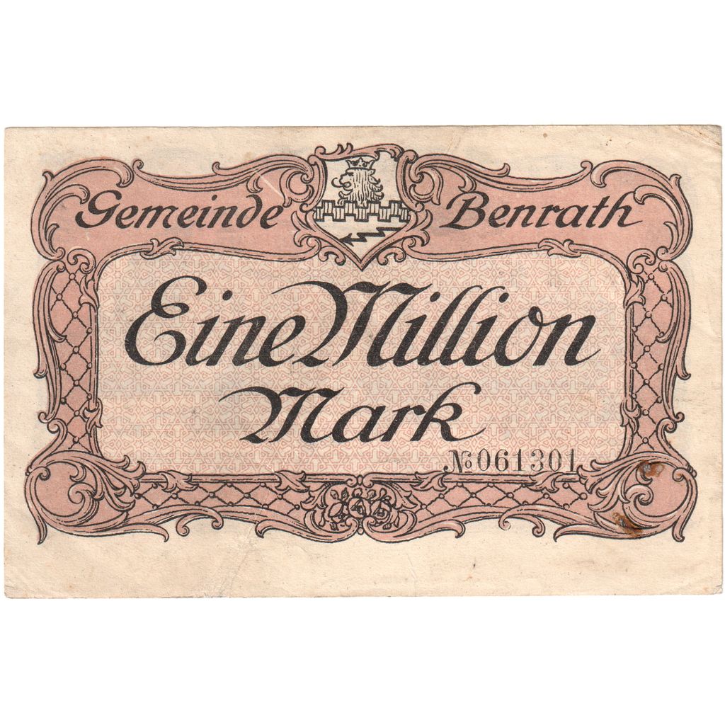 Alemania, Benrath Gemeinde, 1 Million Mark, 1923-09-07, EBC