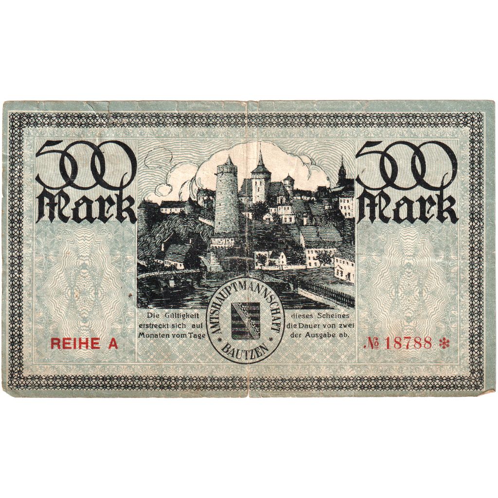 Alemania, Bautzen Bezirksverband Amtshauptmannschaft, 500 Mark, 1922-10-15, EBC
