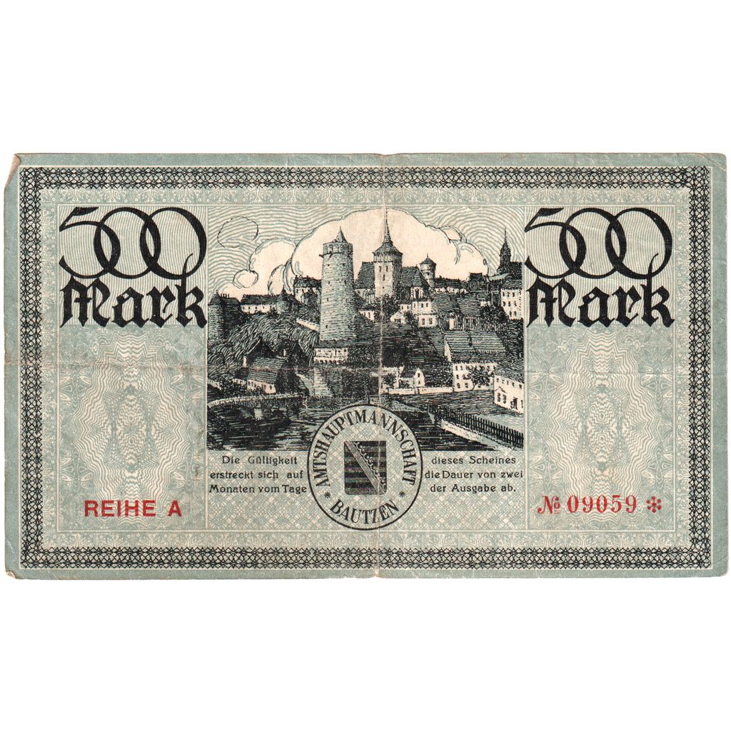 Alemania, Bautzen Bezirksverband Amtshauptmannschaft, 500 Mark, 1922-10-15, EBC