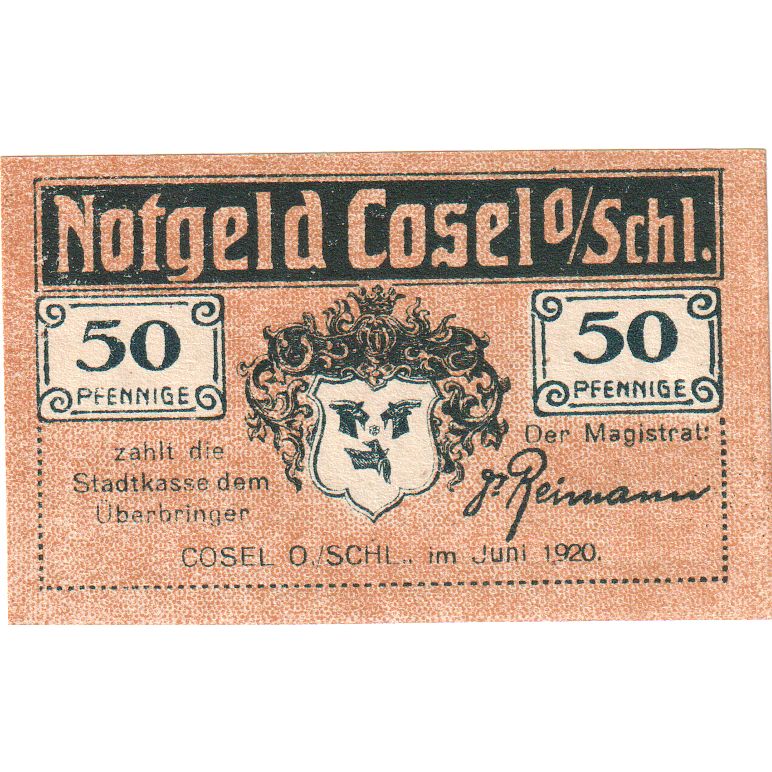 Alemania, Cosel Stadt, 50 Pfennig, EBC+