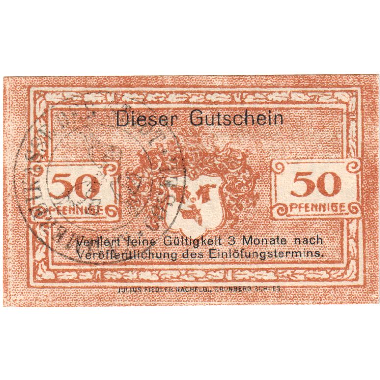 Alemania, Cosel Stadt, 50 Pfennig, EBC+