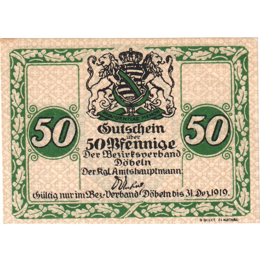 Alemania, Döbeln Amtshauptmannschaft, 50 Pfennig, 1919-12-31, EBC+