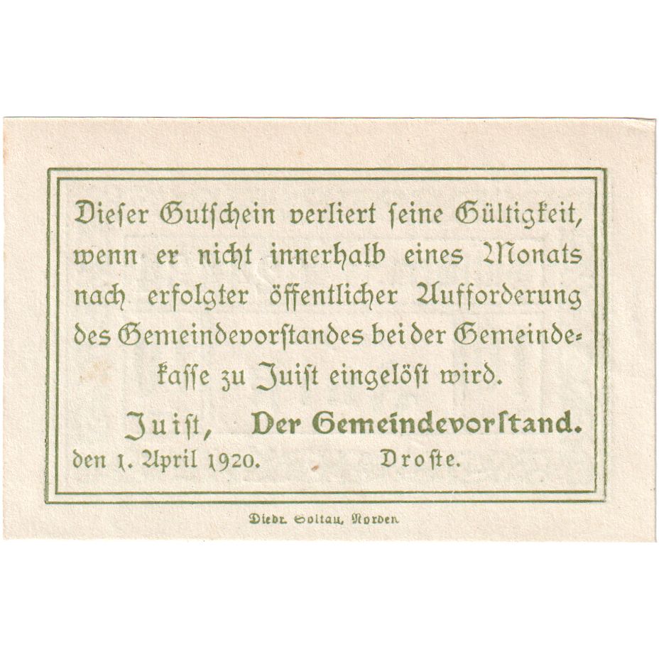 Niemcy, Juist Gemeinde, 10 Pfennig, 1920-04-01, UNC(60-62)