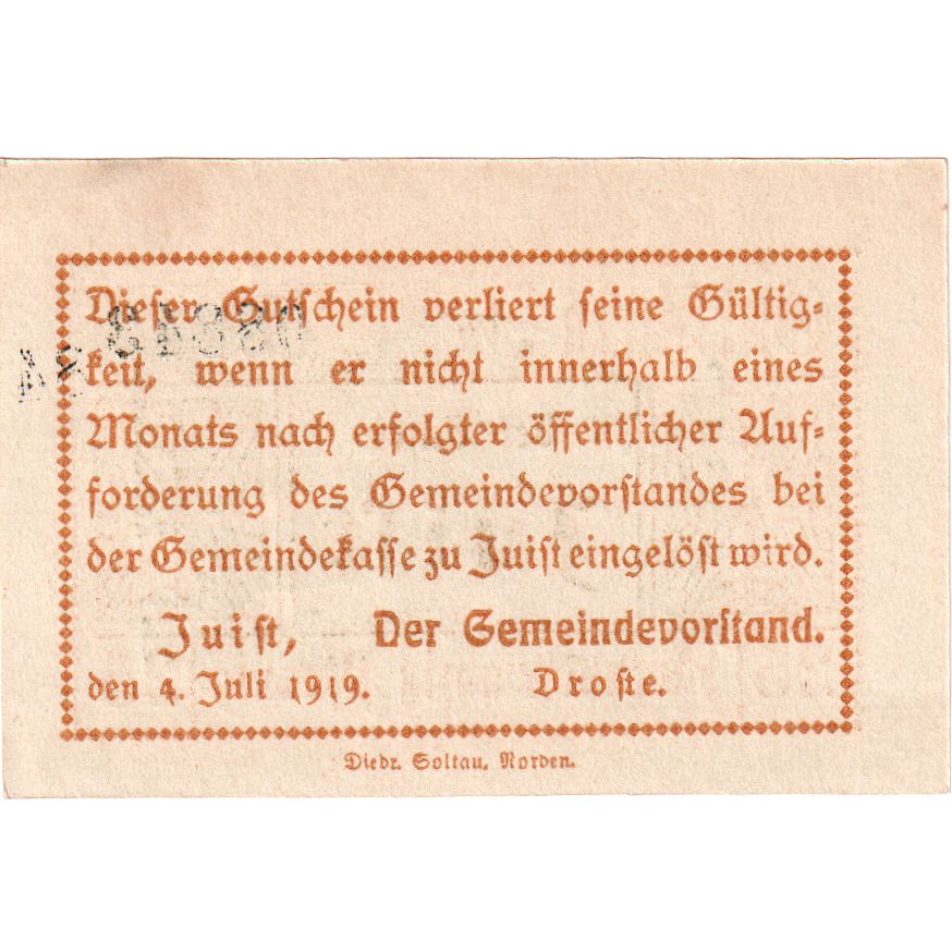 Niemcy, Juist Gemeinde, 25 Pfennig, 1920-04-01, UNC(60-62)