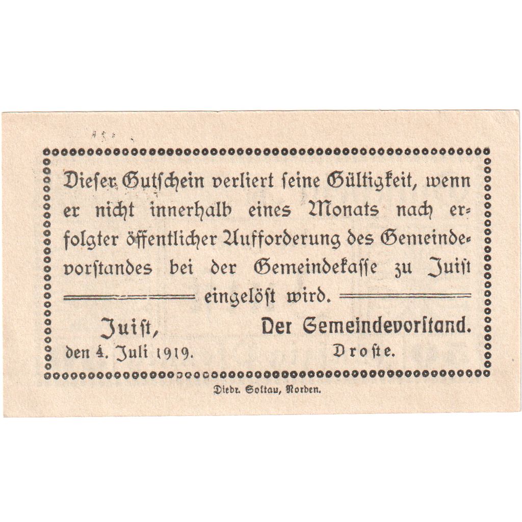 Deutschland, Juist Gemeinde, 50 Pfennig, 1920-04-01, VZ+
