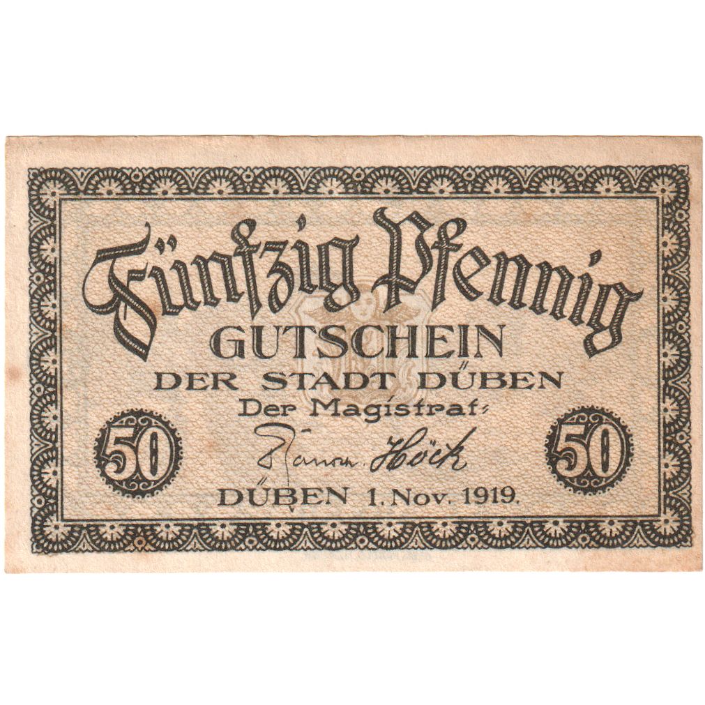 Deutschland, Düben Stadt, 50 Pfennig, 1919-11-01, VZ+