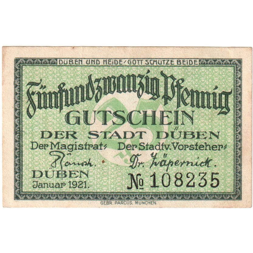 Niemcy, Düben Stadt, 25 Pfennig, UNC(60-62)