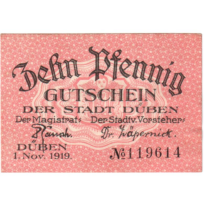 Niemcy, Düben Stadt, 10 Pfennig, UNC(60-62)