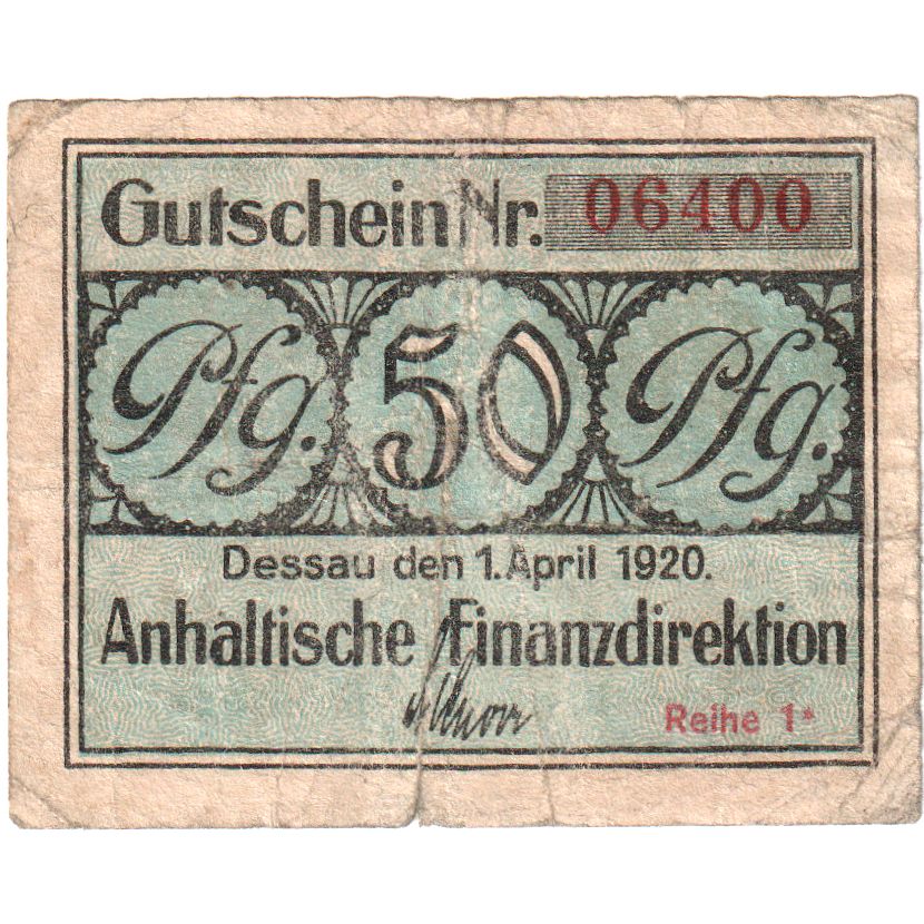 Deutschland, Anhalt Herzogliche bzw Anhaltische Finanzdirektion Dessau, 50