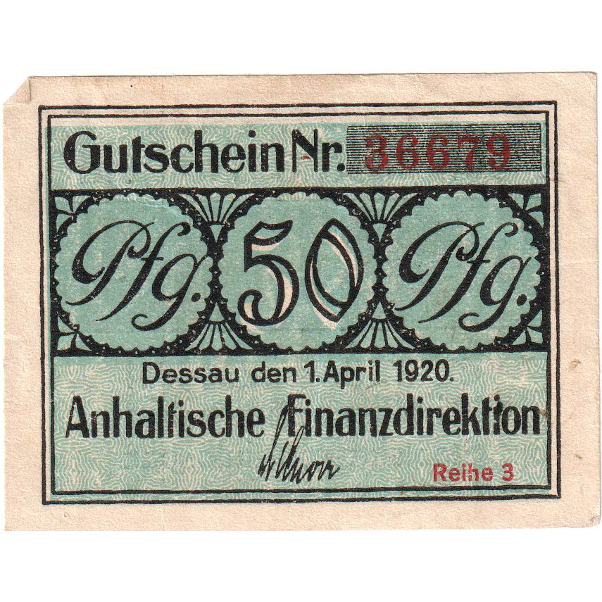Deutschland, Anhalt Herzogliche bzw Anhaltische Finanzdirektion Dessau, 50