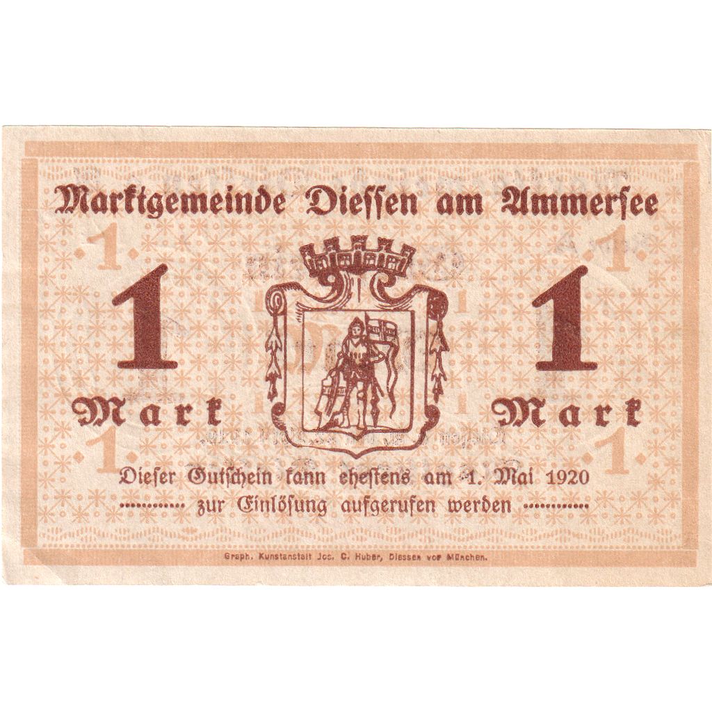 Alemania, Diessen am Ammersee Marktgemeinde, 1 Mark, 1920-04-22, EBC+