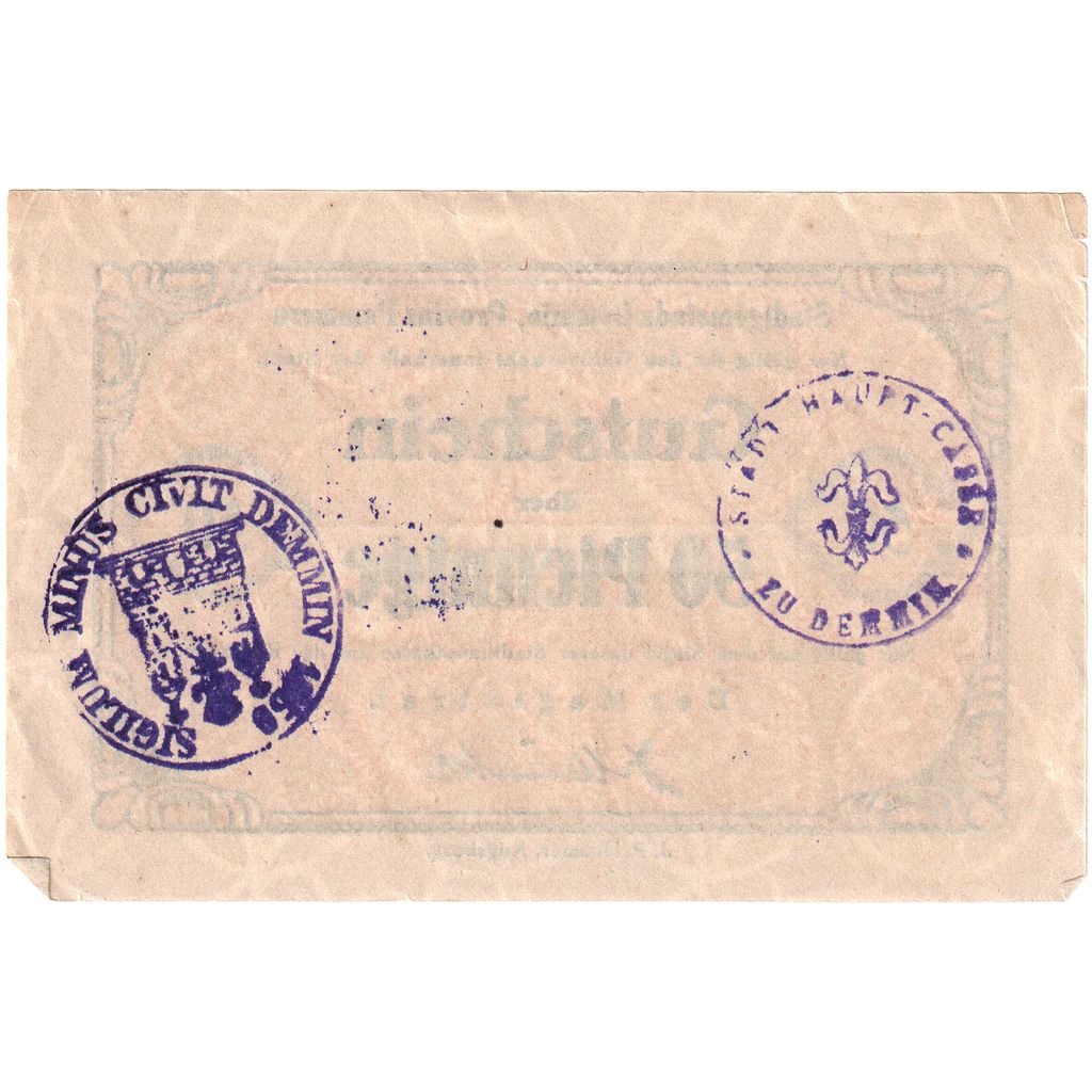 Alemania, Demmin Stadt, 50 Pfennig, EBC+
