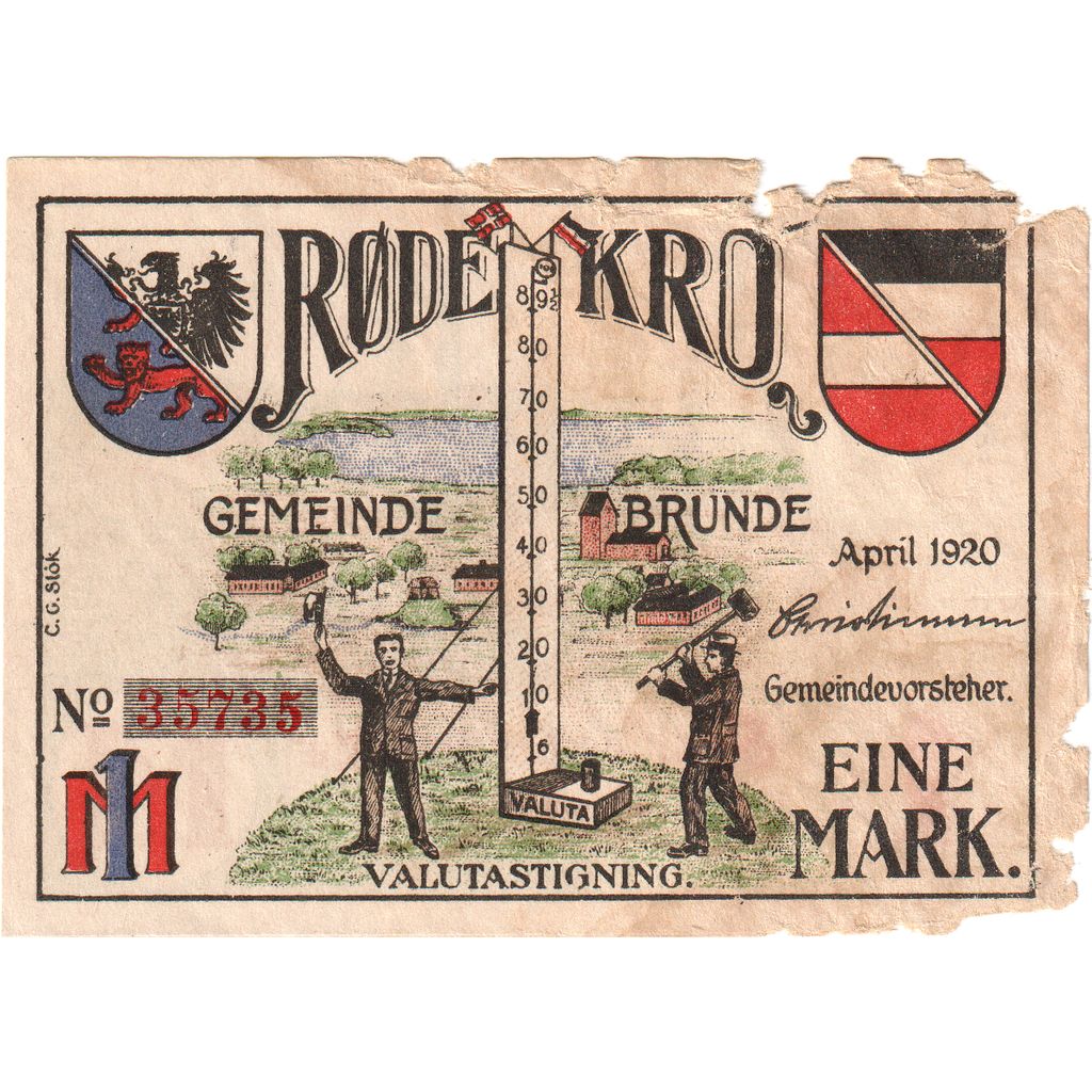 Alemania, Brunde-Rothenkrug Gemeinde, 1 Mark, MBC+