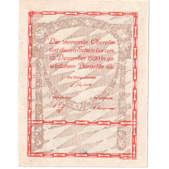 Áustria, Oberalm Sbg. Gemeinde, 50 Heller, 1920-12-15, UNC(60-62)