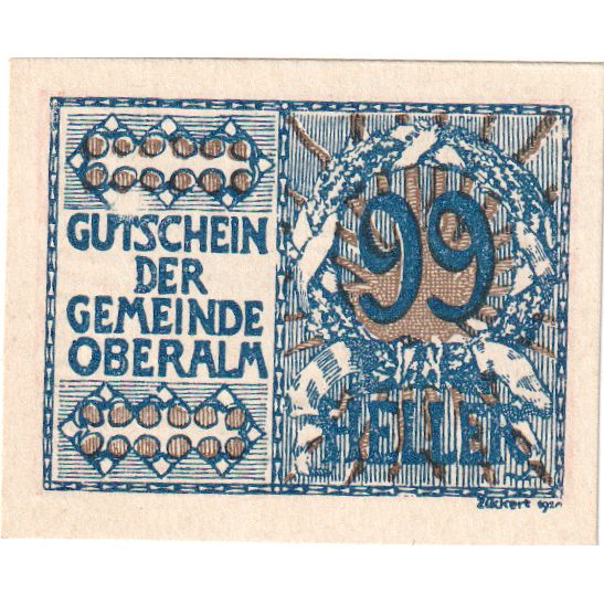 Áustria, Oberalm Sbg. Gemeinde, 99 Heller, 1920-12-15, UNC(60-62)