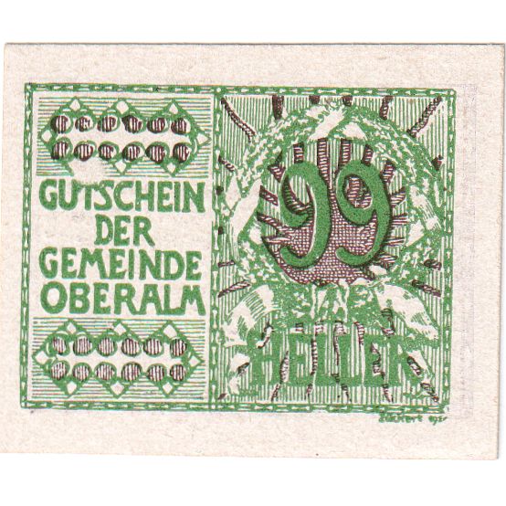 Áustria, Oberalm Sbg. Gemeinde, 99 Heller, 1920-12-15, UNC(60-62)