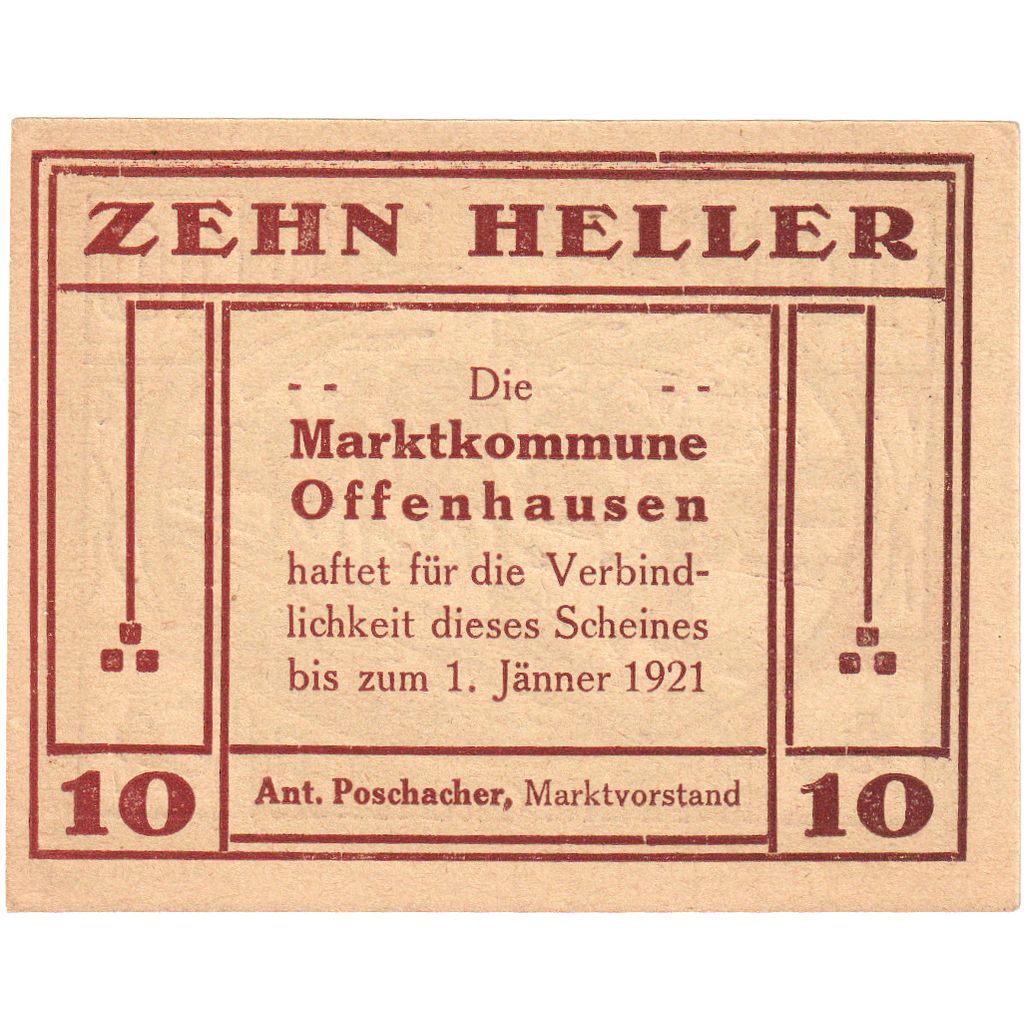 Austria, Offenhausen O.Ö. Prv. Marktkommune, 10 Heller, 1921-01-01, UNC(63)
