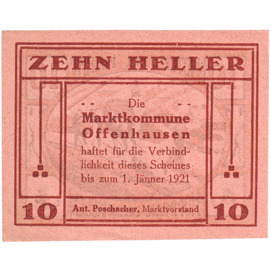 Austria, Offenhausen O.Ö. Prv. Marktkommune, 10 Heller, 1921-01-01, UNC(63)